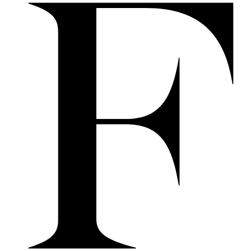 Letter F used on the footer of the page